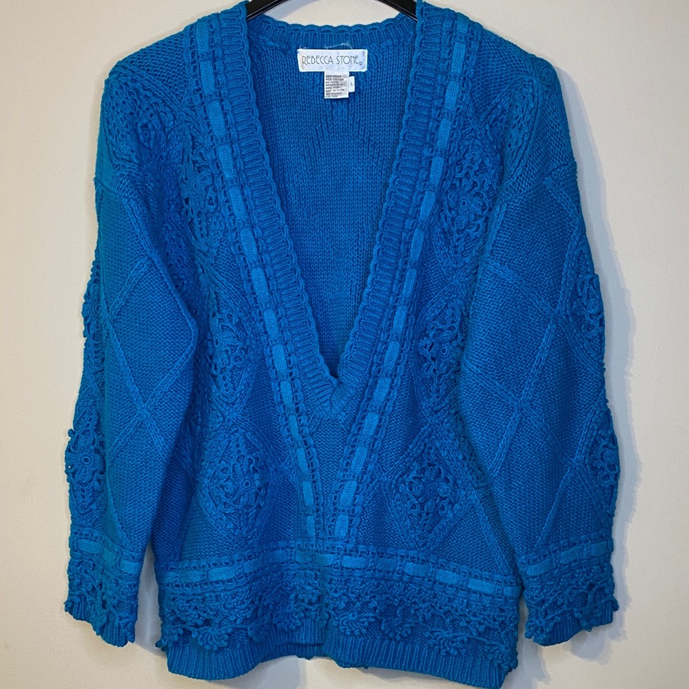 Vintage Rebecca Stone Blue Women's Sweater Size L